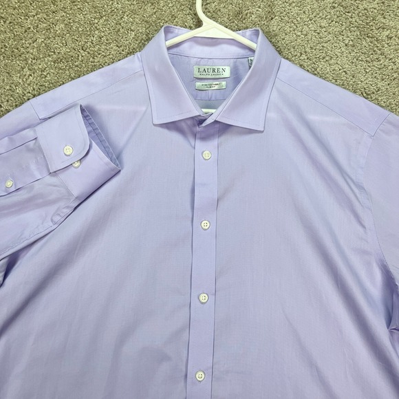 Lauren Ralph Lauren Mens Shirt XL 17 17.5 32 33 Lavender Purple Slim Fit Stretch